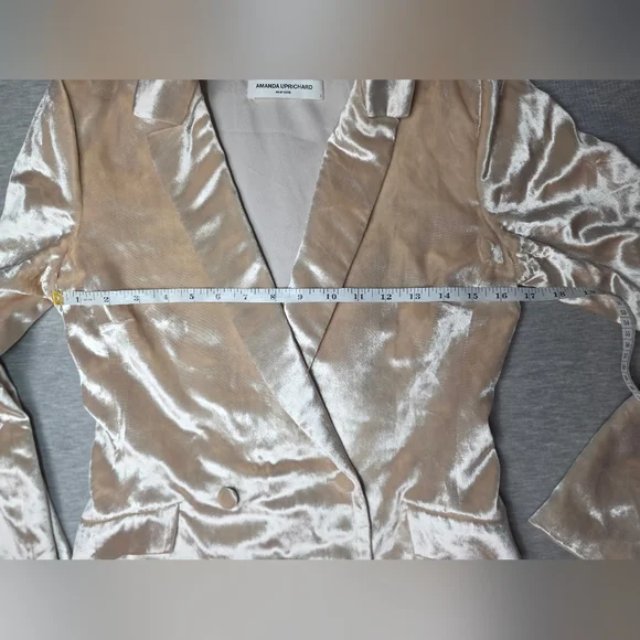 Amanda Upichard X Revolve Velvet Allix Blazer Dress Color Bone Size Small Preppy - Picture 5 of 7